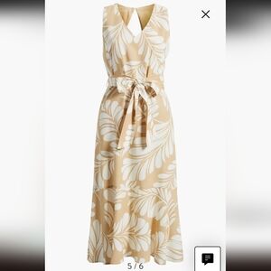 Anne Klein Beige and White Floral Midi Dress